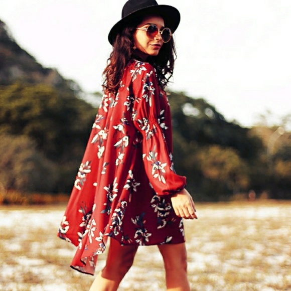 Dresses & Skirts - Red Floral Choker Dress *Price Firm*